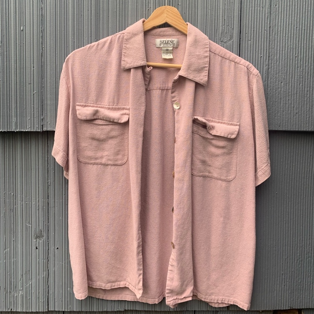 Silk pink button up